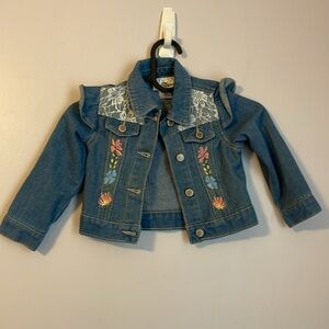 Rare Editions Denim Lace Embroidered Floral Design Jean Jacket size 3T